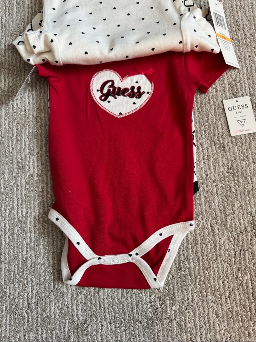Guess Bodysuit Onesie NWT Bundle Red White Blue Toddler Baby Short Sleeve 12M - Picture 2 of 4
